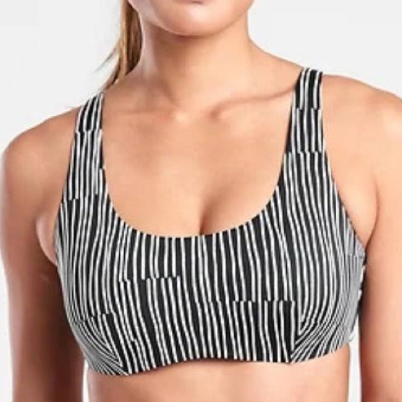 ATHLETA black & white athletic sports underwire bikini swim top 32 B/C NWOT - Picture 1 of 7